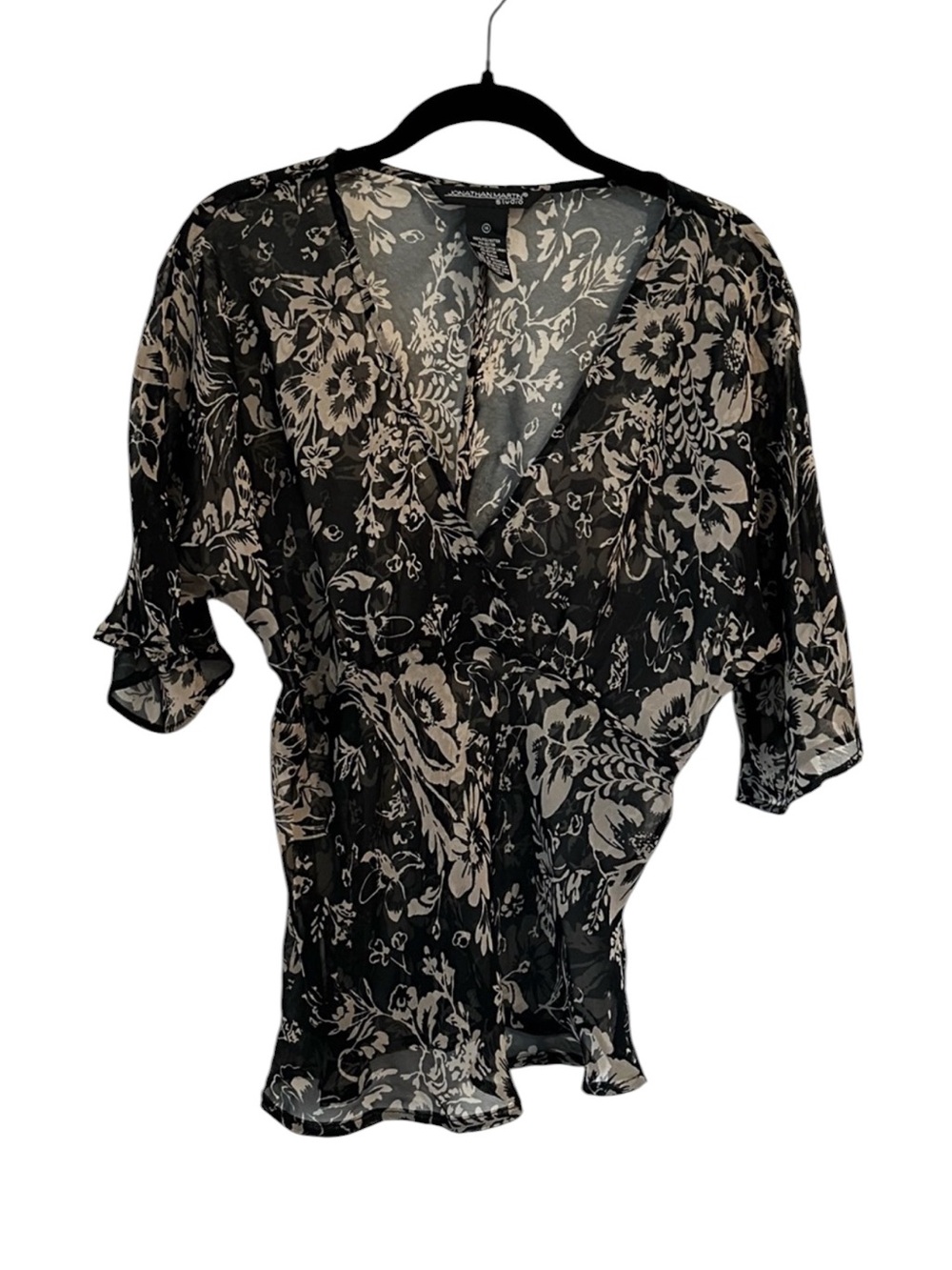 Vintage Babydoll Top Flare Sleeves Sheer Floral Empire Waist Whimsygoth Boho